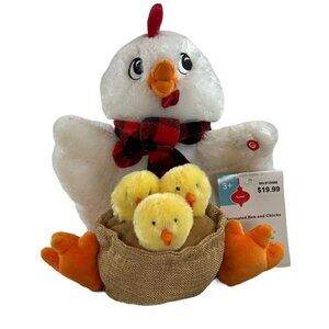 Gemmy Animated Hen and Chicks Plush Stuffed Animal Sings Rockin Robin Christmas